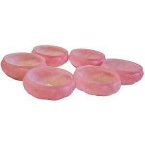 6 Berry Bowls FLORETTE  by Consolidated Glass Co. Vintage -Pink Quilted - READ